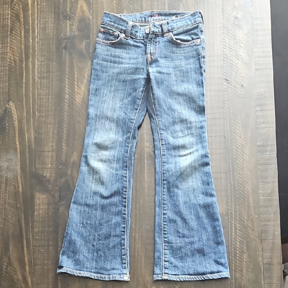 7 For All Mankind Blue Flare Wide Leg Jeans